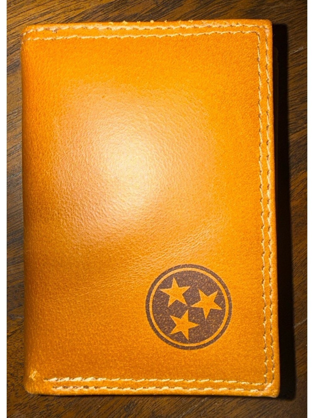 Tennessee Tri-Star Leather Trifold Wallet Brown ID Window Card Holder